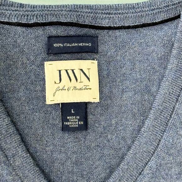 JWN John W. Nordstrom 100% Italian Merino Wool Sweater Vest Grandpa Gray Men L - Picture 4 of 5